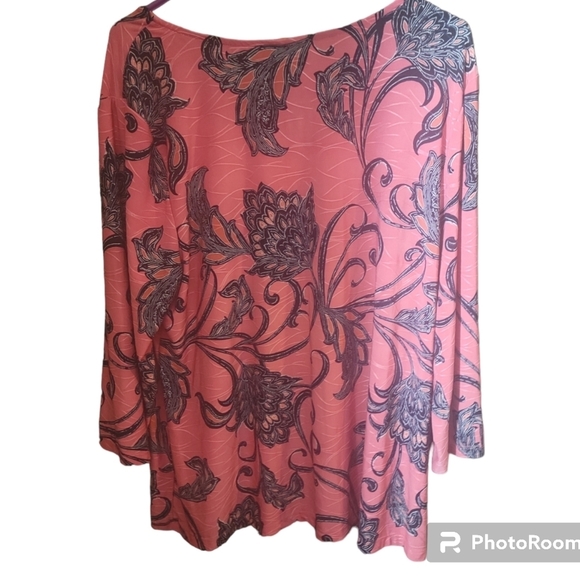 Croft & Barrow Paisley Peach and Black Top Size Size Xxl - Picture 2 of 4